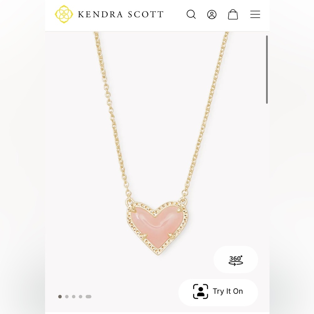 Kendra Scott Gold and Pink Necklace with Heart Pendant